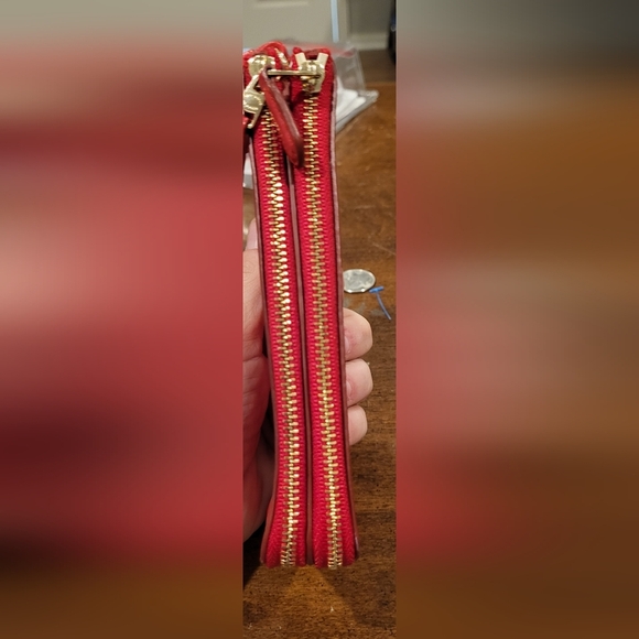 Coach Red Pebbled Leather Wristlet Wallet - Picture 7 of 16